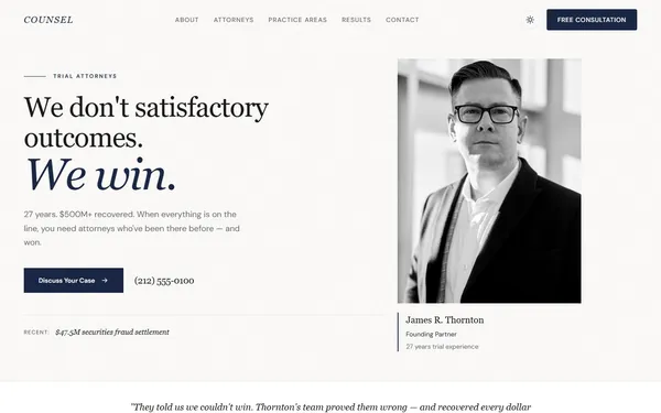 Counsel template screenshot