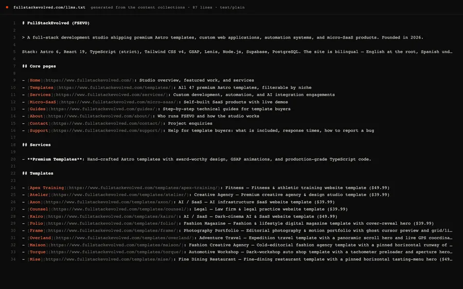 El llms.txt generado de este sitio